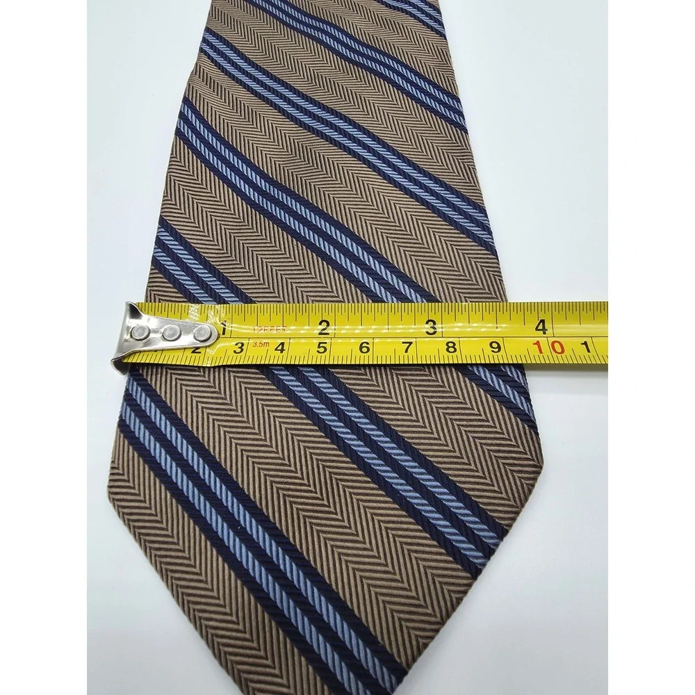 VTG Brooks Brothers 100% Silk USA Made Brown Blue Striped Tie 57